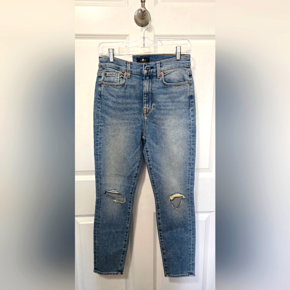 7 For All Mankind Blue Skinny Jeans
